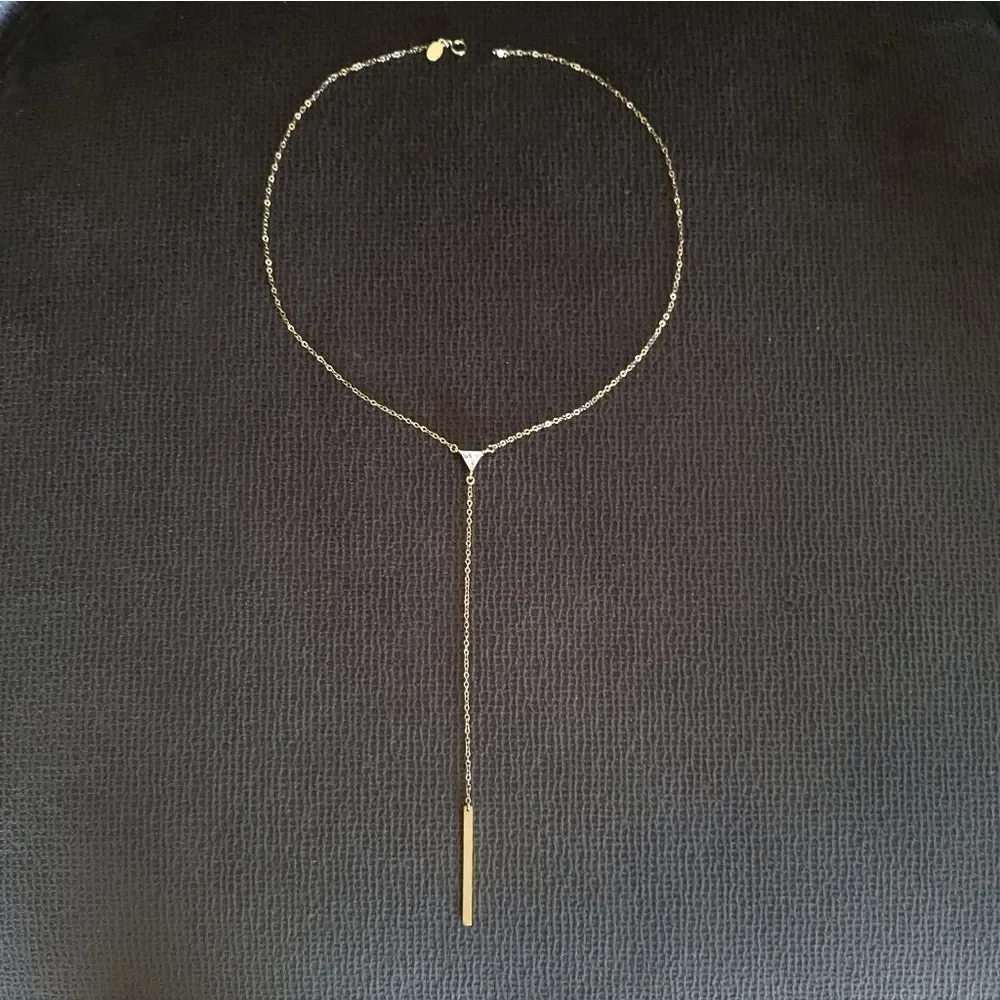 Silver🤍 Wren🪶 Cubic Zirconia💎 & Gold💛 Filled Bar Y-Necklace